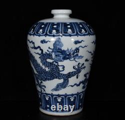 Beautiful Chinese Hand Painting Blue&white Porcelain Dragon Mei Vase