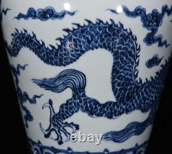 Beautiful Chinese Hand Painting Blue&white Porcelain Dragon Mei Vase