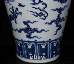 Beautiful Chinese Hand Painting Blue&white Porcelain Dragon Mei Vase