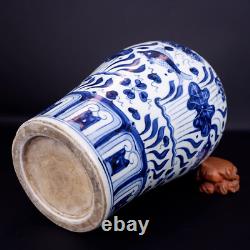 Beautiful Chinese Hand Painting Blue&white Porcelain Fish Mei Vase