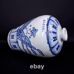 Beautiful Chinese Hand Painting Blue&white Porcelain Flowers Plants Mei Vase