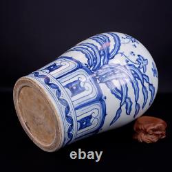 Beautiful Chinese Hand Painting Blue&white Porcelain Flowers Plants Mei Vase