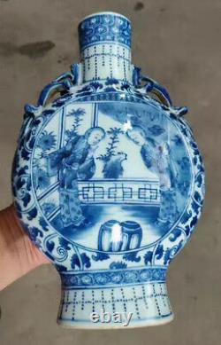 Beautiful Chinese Hand Painting Blue&white Porcelain Personality Flat Vase