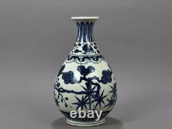 Beautiful Chinese Hand Painting Blue&white Porcelain YuHuChun Vase