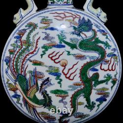 Beautiful Chinese Hand Painting Famille Rose Porcelain Dragon Phoenix Vase