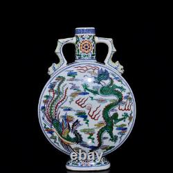 Beautiful Chinese Hand Painting Famille Rose Porcelain Dragon Phoenix Vase