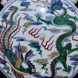 Beautiful Chinese Hand Painting Famille Rose Porcelain Dragon Phoenix Vase