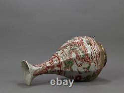 Beautiful Chinese Hand Painting Famille Rose Porcelain Dragon YuHuChun Vase