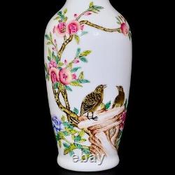 Beautiful Chinese Hand Painting Famille Rose Porcelain Flowers Bird Shang Vase