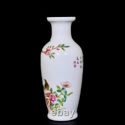 Beautiful Chinese Hand Painting Famille Rose Porcelain Flowers Bird Shang Vase