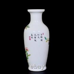 Beautiful Chinese Hand Painting Famille Rose Porcelain Flowers Bird Shang Vase