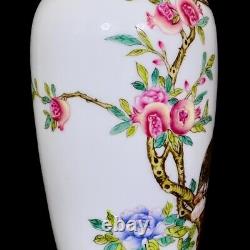 Beautiful Chinese Hand Painting Famille Rose Porcelain Flowers Bird Shang Vase