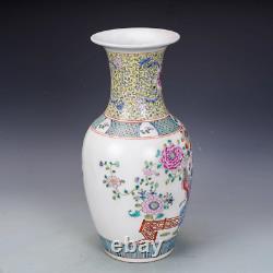 Beautiful Chinese Hand Painting Famille Rose Porcelain Flowers Bird Vase