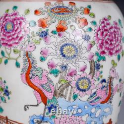 Beautiful Chinese Hand Painting Famille Rose Porcelain Flowers Bird Vase