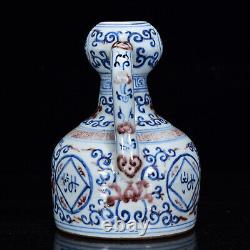 Beautiful Chinese Hand Painting Underglaze Red Porcelain Zun Vase