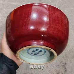 Beautiful Chinese Handmade Painting XuanDe Red Glaze Porcelain Big Bowl