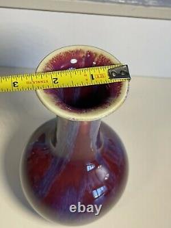 Beautiful Chinese OxBlood Flambe Porcelain Vase 8 Inches Sang De Boeuf Vintage