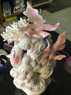 Big Chinese Fishes Sculture / Fine Porcelain 19 Tall