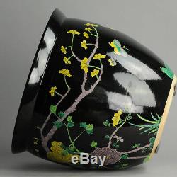 Black And yellow Planter Fish Bowl PRoC Jardiniere Bird Chinese China Porcelain
