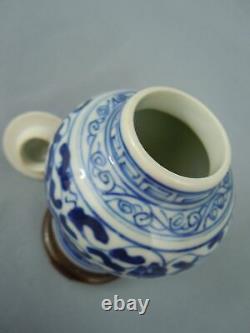 Blue and white Chinese porcelain vase, miniature base and lid, Tibor Potiche