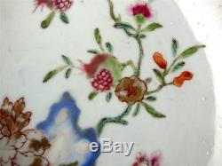 C1722-1735 Antique Chinese Yongzheng Porcelain Saucer Dish Rockwork Pomegranate
