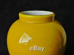C1900 Chinese Monochrome Imperial Peking Yellow Porcelain Vase Antique