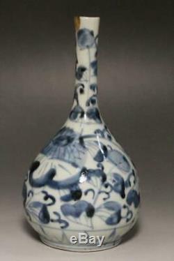 CCVP55 Chinese Ming Dynasty porcelain Blue & white crane neck vase withbox