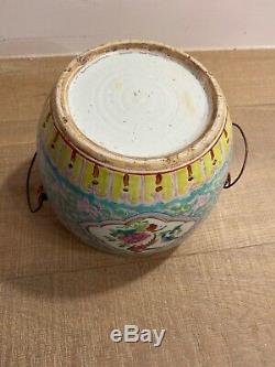 CHINESE Export Peranakan Straits Nyonya Porcelain Pot Lid Kamcheng Yellow Pink