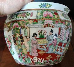 CHINESE Large Old Famelia Rose & Gold Porcelain Fish Bowl, Planter, Jardiniere