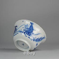 Ca 1700 Kangxi Period Chinese Porcelain Bowl Figures Horses Yu Marked