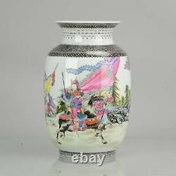 China 20th century Warriors on Horse Vase Chinese porcelain Republic period