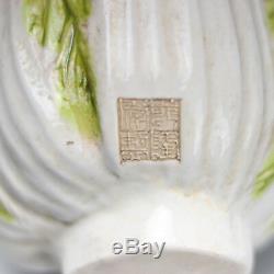 China antique Porcelain qianlong Green leaf Chinese cabbage Statues Ornament