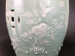 Chinese 19th Century Celadon Glaze Porcelain Garden Stool, Qing Dynasty