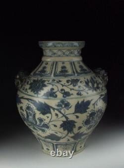 Chinese Antique B&W Porcelain Wine Vase with Peony Flower