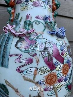 Chinese Antique Big famille Rose porcelain Vase Qing China Asian