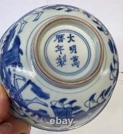 Chinese Antique Blue and White Bowl. Ming Wanli Mark