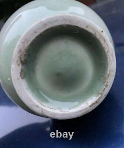 Chinese Antique Green Jade Glazed Porcelain Ceramic Vase 19C No Mark