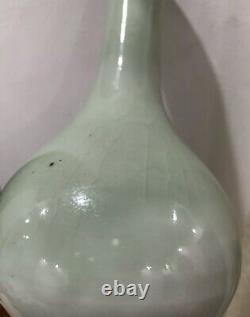 Chinese Antique Green Jade Glazed Porcelain Ceramic Vase 19C No Mark