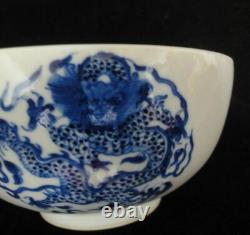 Chinese Antique Hand Painting Blue and White Porcelain Bowl Marked KangXi