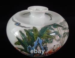 Chinese Antique Hand Painting WuCai Apple Porcelain Vase Pot DaoGuang Marks