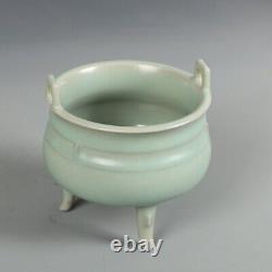 Chinese Antique Orinigal Incense tripod green bowl Porcelain