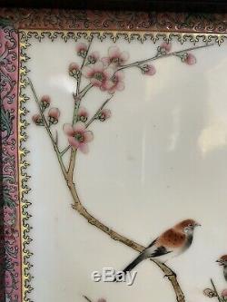 Chinese Antique Pair Famille Rose porcelain Plaque Tile China Asian