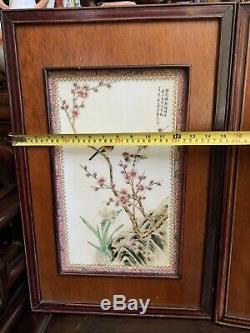 Chinese Antique Pair Famille Rose porcelain Plaque Tile China Asian