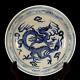 Chinese Antique Plate Blue And White Dragon Cloud Ming Dynasty Porcelain-marked