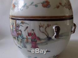 Chinese Antique Porcelain Famille Rose Tureen Figures Folk Story Marked