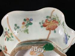 Chinese Antique Qing Dynasty Porcelain Famille Rose Plate With Mark