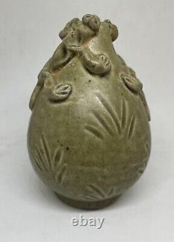Chinese Antique Song Yaozhou Kiln Panlong Dragon Porcelain Vase