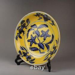 Chinese Antique Xuande yellow Bowl blue white Porcelain