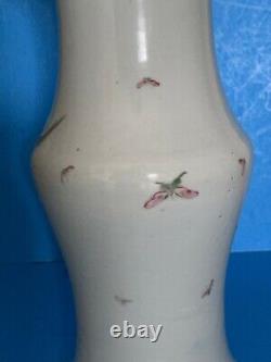 Chinese Antique porcelain famillie rose flower goblet vase (14 1/2H)
