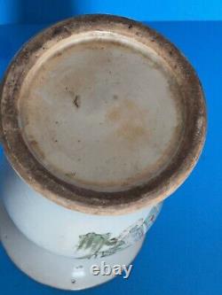 Chinese Antique porcelain famillie rose flower goblet vase (14 1/2H)